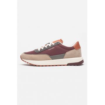 Pantofi sport cu insertii de piele si piele intoarsa