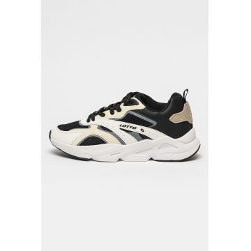 Pantofi sport de piele ecologica cu insertii de piele intoarsa