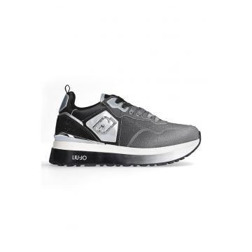 Pantofi sport de piele ecologica cu talpa plata si strasuri