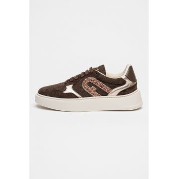 Pantofi sport cu insertii de fetru si piele intoarsa