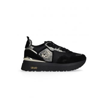 Pantofi sport de piele intoarsa cu insertii de plasa