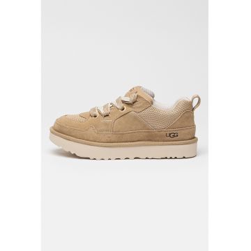 Pantofi sport de piele intoarsa cu insertii de plasa