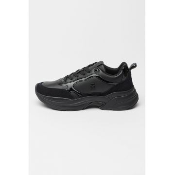 Pantofi sport demi-wedge din piele lacuita cu aspect masiv - pentru alergare