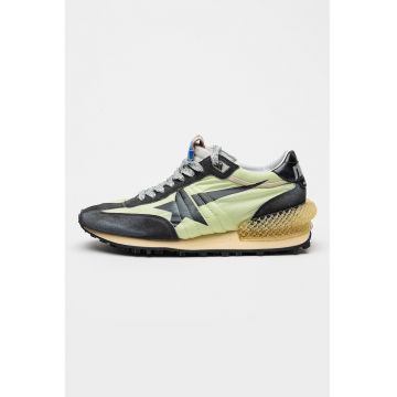 Pantofi sport din material textil cu garnituri de piele intoarsa
