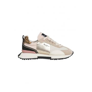 Pantofi sport din material textil si piele intoarsa cu logo