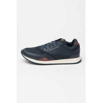 Pantofi sport din piele cu garnituri din plasa