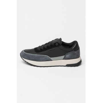 Pantofi sport din piele cu insertii de piele intoarsa