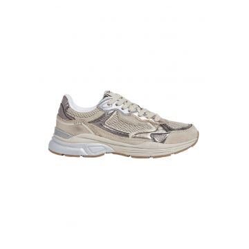 Pantofi sport din piele ecologica cu garnituri din piele intoarsa