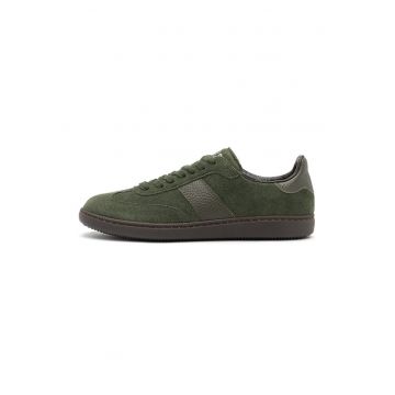 Pantofi sport din piele intoarsa cu garnituri din piele
