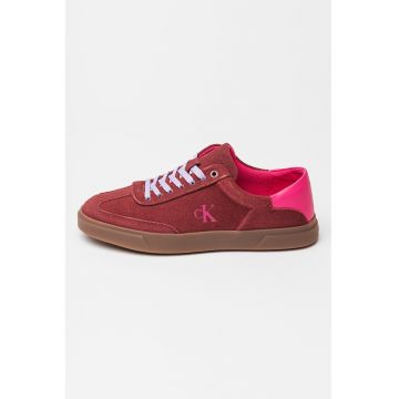 Pantofi sport din piele intoarsa cu garnituri din piele
