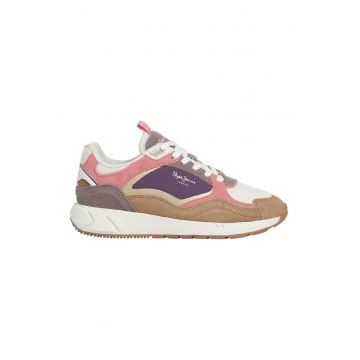 Pantofi sport din piele intoarsa cu insertii din plasa
