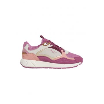 Pantofi sport din piele intoarsa cu insertii din plasa