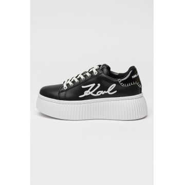 Pantofi sport flatform din piele cu logo brodat