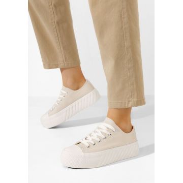 Tenisi cu platformă Alisson bej