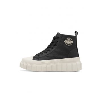 Tenisi mid-high de piele ecologica cu logo