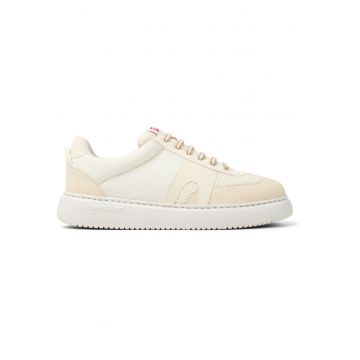 Pantofi sport cu insertii de piele nabuc Runner - Alb murdar/Crem
