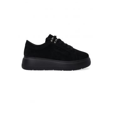 Pantofi sport cu talpa wedge - din piele intoarsa