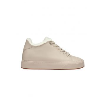 Pantofi sport de piele cu detalii cu blana