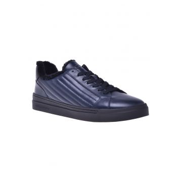 Pantofi sport din piele cu aspect matlasat - Albastru