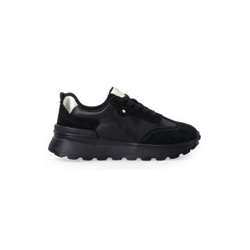 Pantofi sport din piele ecologica cu insertii de piele intoarsa