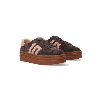 Pantofi sport flatform din piele intoarsa