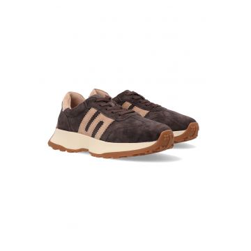 Pantofi sport flatform din piele intoarsa