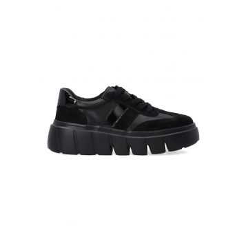 Pantofi sport flatform din piele si piele intoarsa