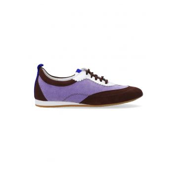 Pantofi sport piele intoarsa cu detalii contrastante