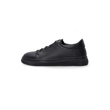 Pantofi sport din piele naturala si varf rotunjit