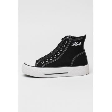 Tenisi high-top de denim cu logo