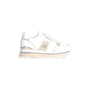 Pantofi sport de piele ecologica si piele cu detalii logo