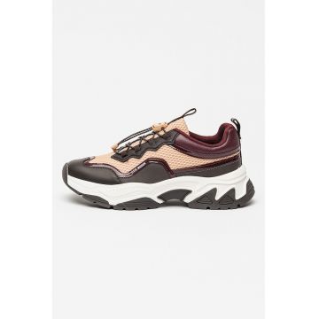 Pantofi sport de plasa cu garnituri de piele ecologica