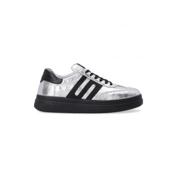 Pantofi sport din piele naturala cu aspect metalizat