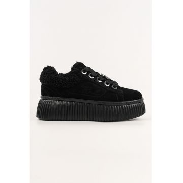 Pantofi sport flatform din piele intoarsa