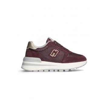 Pantofi sport cu garnituri de piele intoarsa si logo metalic