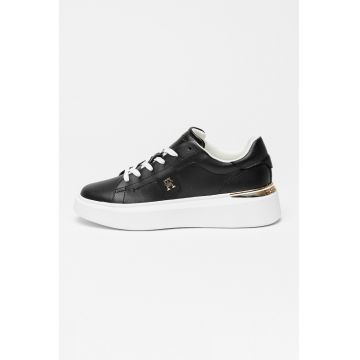 Pantofi sport de piele cu logo Pantofi sport de piele cu logo