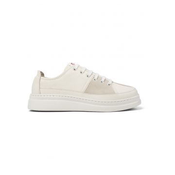Pantofi sport din piele cu talpa wedge Runner Up Twins - Alb