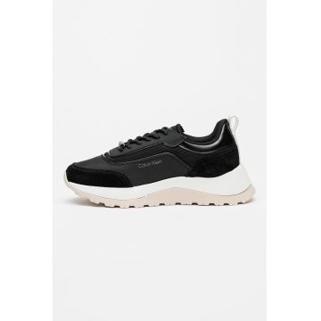 Pantofi sport din piele si material textil