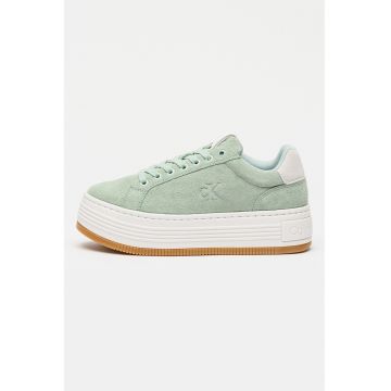 Pantofi sport flatform de piele intoarsa