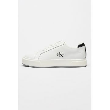 Pantofi sport flatform din piele cu logo discret Pantofi sport flatform din piele cu logo discret