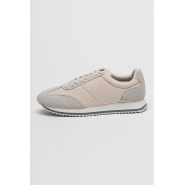 Pantofi sport low-cut de piele - Gri deschis - Alb murdar - 40 Pantofi sport low-cut de piele - Gri deschis - Alb murdar - 40