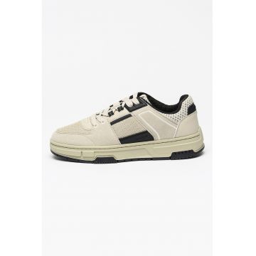Pantofi sport low-cut de plasa cu garnituri de piele intoarsa ecologica Yarrow
