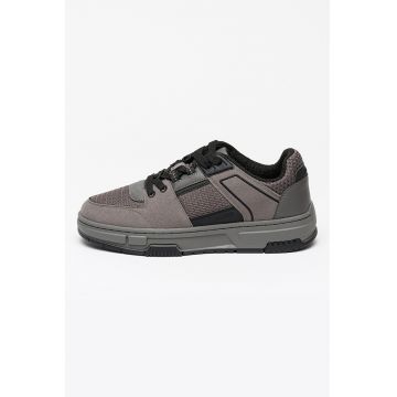 Pantofi sport low-cut de plasa cu garnituri de piele intoarsa ecologica Yarrow