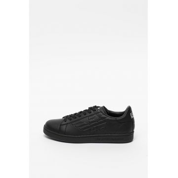Pantofi sport unisex de piele cu logo in relief Pantofi sport unisex de piele cu logo in relief