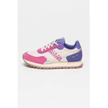 Pantofi sport cu garnituri din piele intoarsa si imprimeu logo Lilac Pantofi sport cu garnituri din piele intoarsa si imprimeu logo Lilac