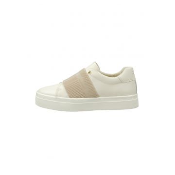 Pantofi sport slip-on de piele cu banda din material textil Pantofi sport slip-on de piele cu banda din material textil
