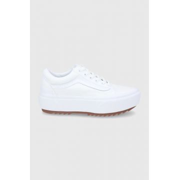 Vans tenisi Ua Old Skool Stacked femei, culoarea alb