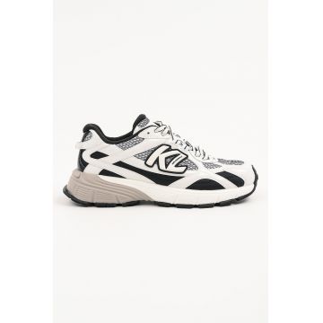 Pantofi sport din piele cu logo si insertii din plasa Pantofi sport din piele cu logo si insertii din plasa