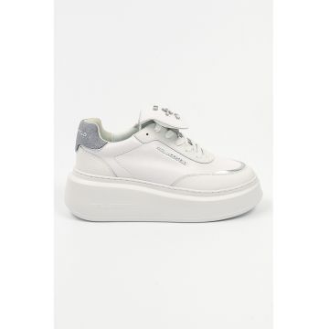 Pantofi sport din piele cu strasuri - Alb