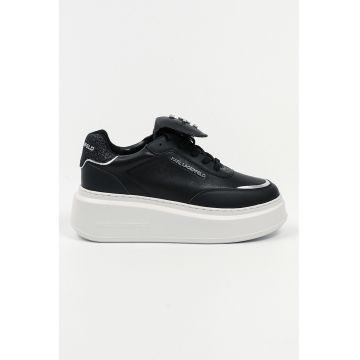 Pantofi sport din piele cu strasuri - Negru